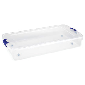 HOMZ towel under-bed storage bin with lid protects linens