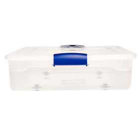 HOMZ transparent lid bin for under-bed organization and visibility