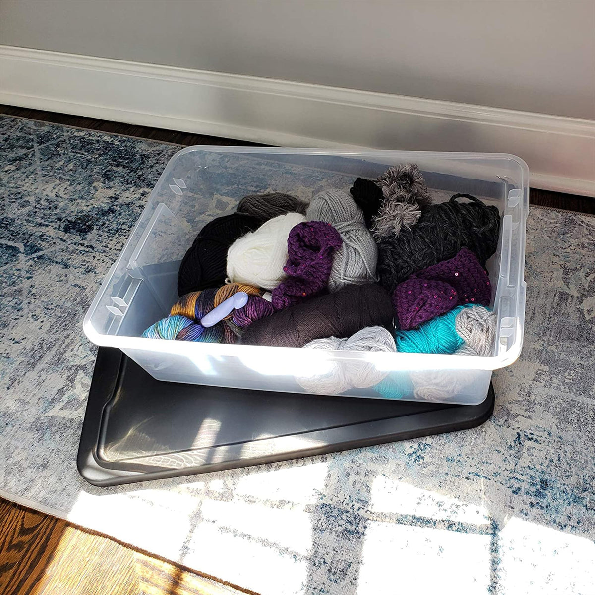 HOMZ SnapLock under-bed storage bin fits slim spaces