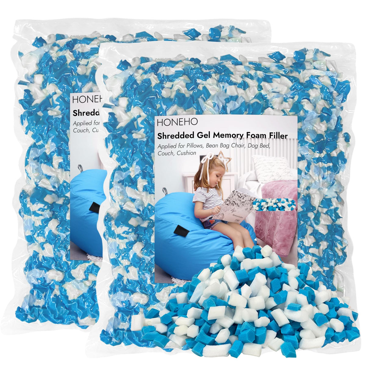 HONEHO memory foam filler 10lb bag for bean bags offers soft support and lasting shape.