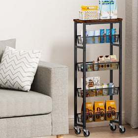 Honest Outfitters slim storage cart swivel casters enable smooth movement.