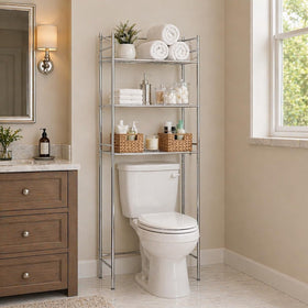 Honey-Can-Do 3-tier bathroom shelving assembly for quick setup