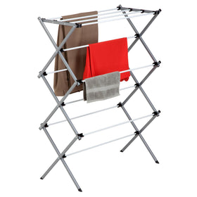 Honey-Can-Do deluxe rack extended with 24 feet of drying space in use