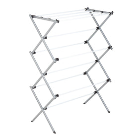 Honey-Can-Do deluxe rack front view showing rust-resistant white finish for a modern laundry