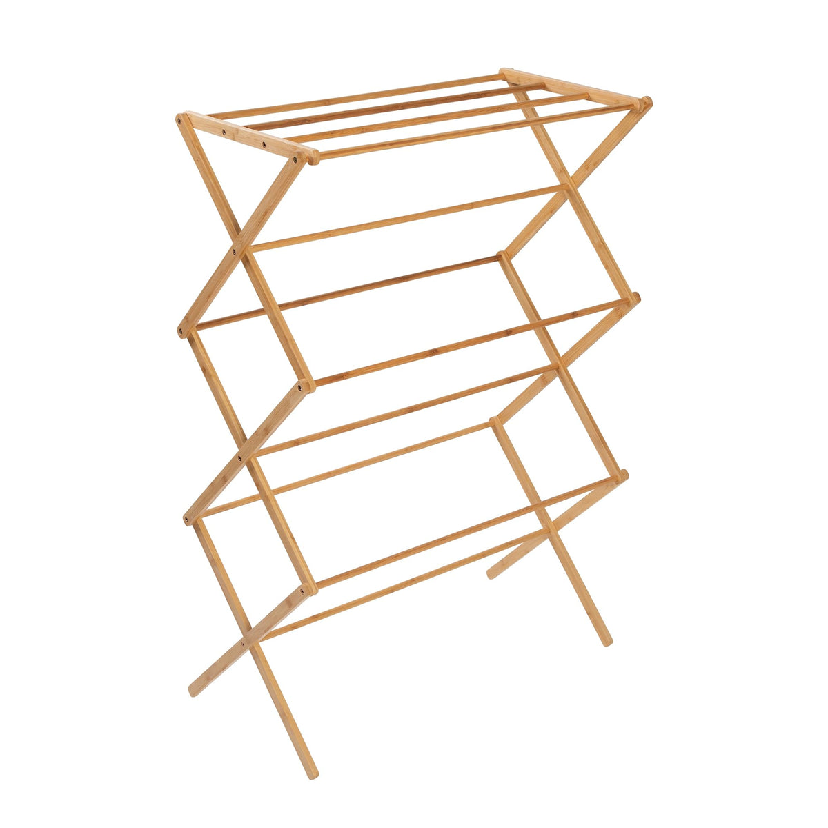 Honey-Can-Do bamboo drying rack used indoors or outdoors on a balcony