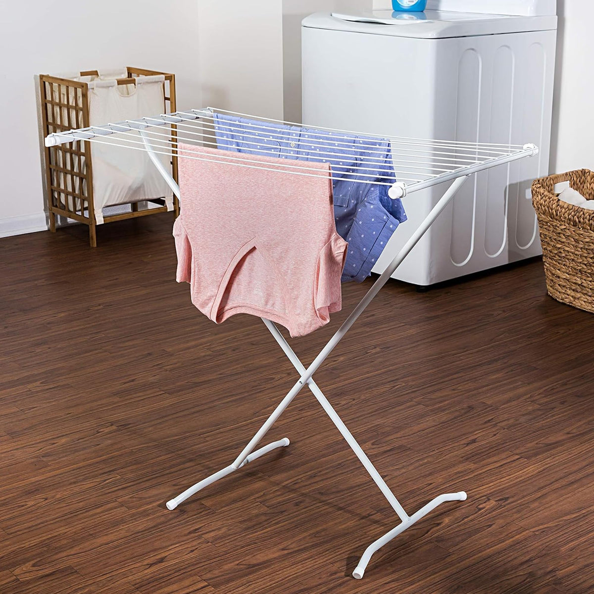 Honey-Can-Do folding laundry rack for indoor-outdoor use.