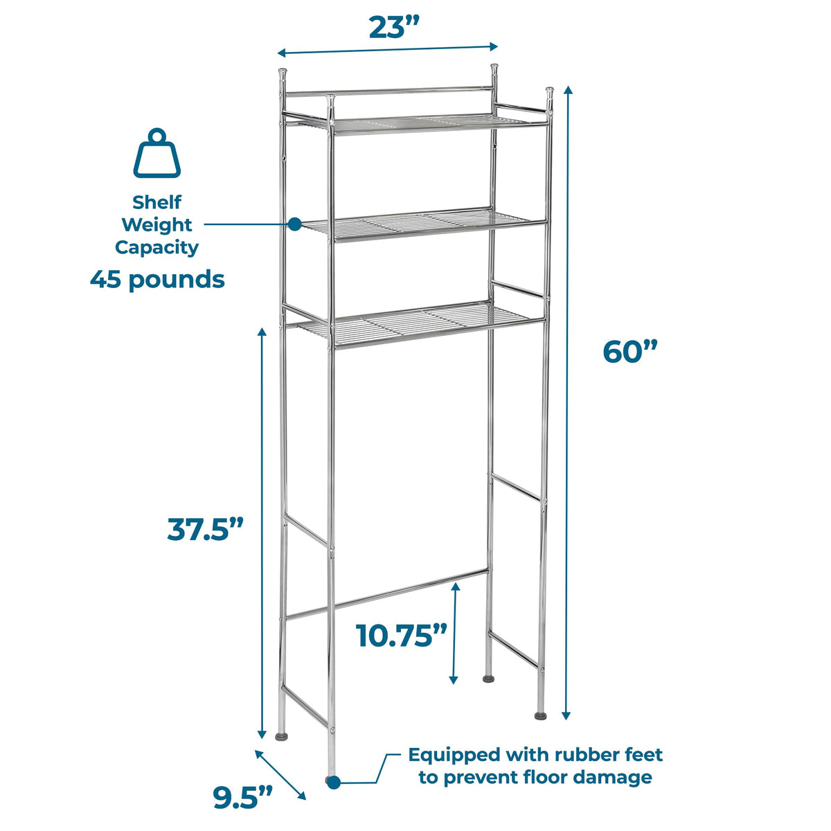 Honey-Can-Do adjustable over-toilet organizer saves space