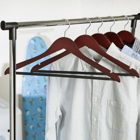 Honey-Can-Do cherry wood hanger features 360° swivel for easy access