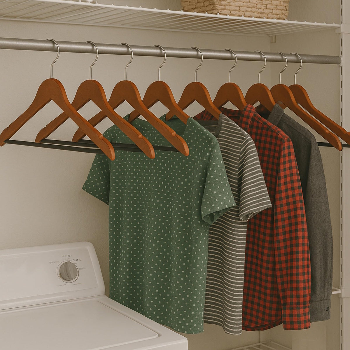 Honey-Can-Do sturdy wooden construction supports jackets and shirts