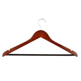 Honey-Can-Do cherry wood no-slip hanger with contoured design reduces creases