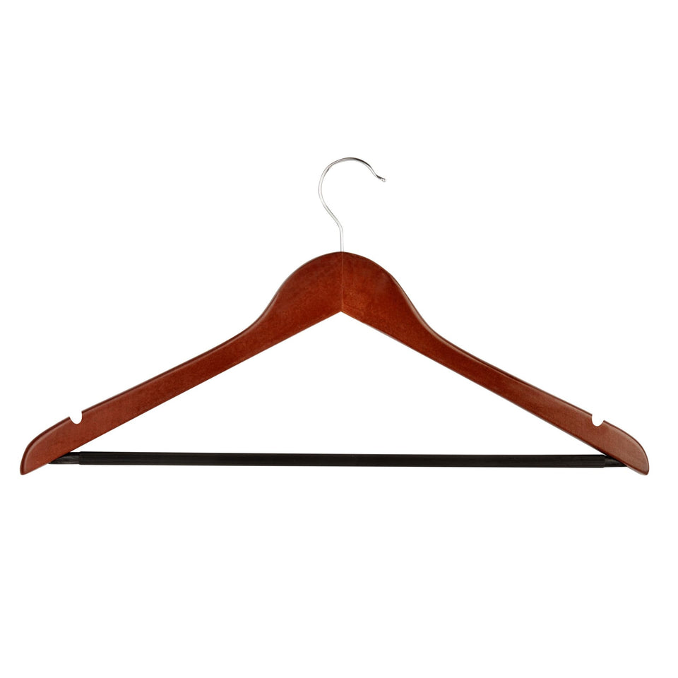 Honey-Can-Do cherry wood no-slip hanger with contoured design reduces creases