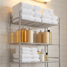 Honey-Can-Do moisture-resistant chrome rack for busy bathrooms