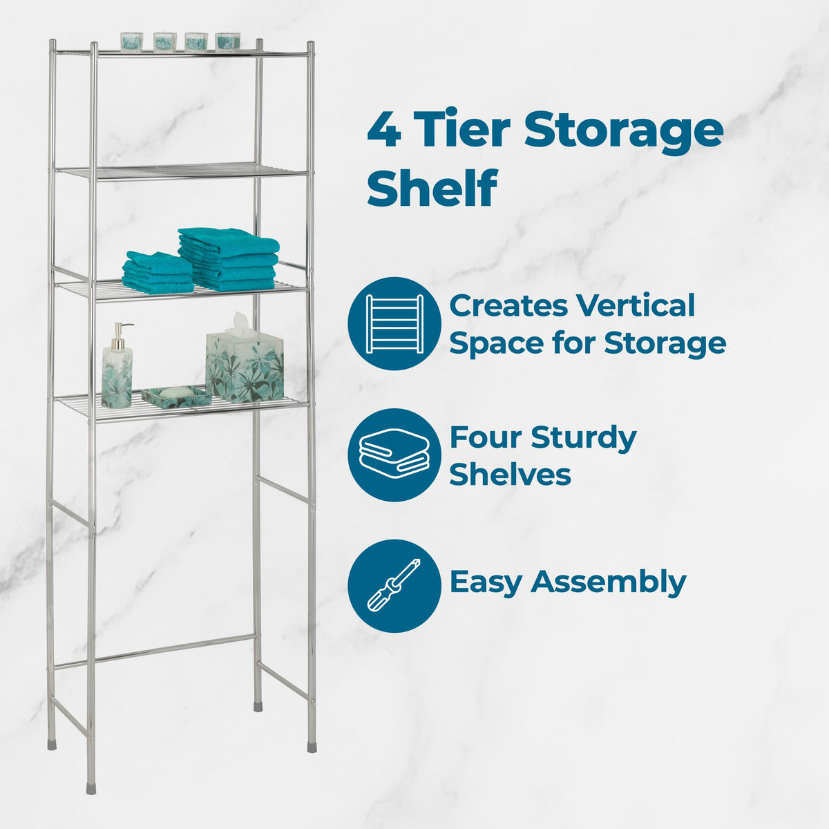 Honey-Can-Do steel organizer with open shelves for quick-access essentials