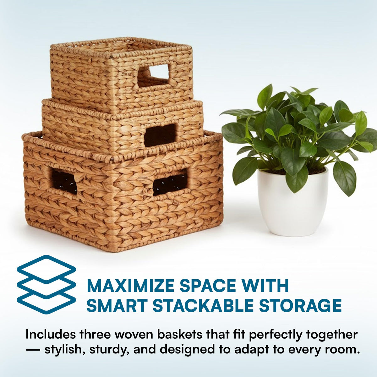 Honey-Can-Do three-piece banana leaf basket set for versatile organization.