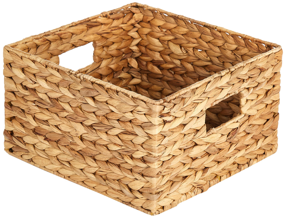 Honey-Can-Do water hyacinth woven basket on a shelf adds natural texture.