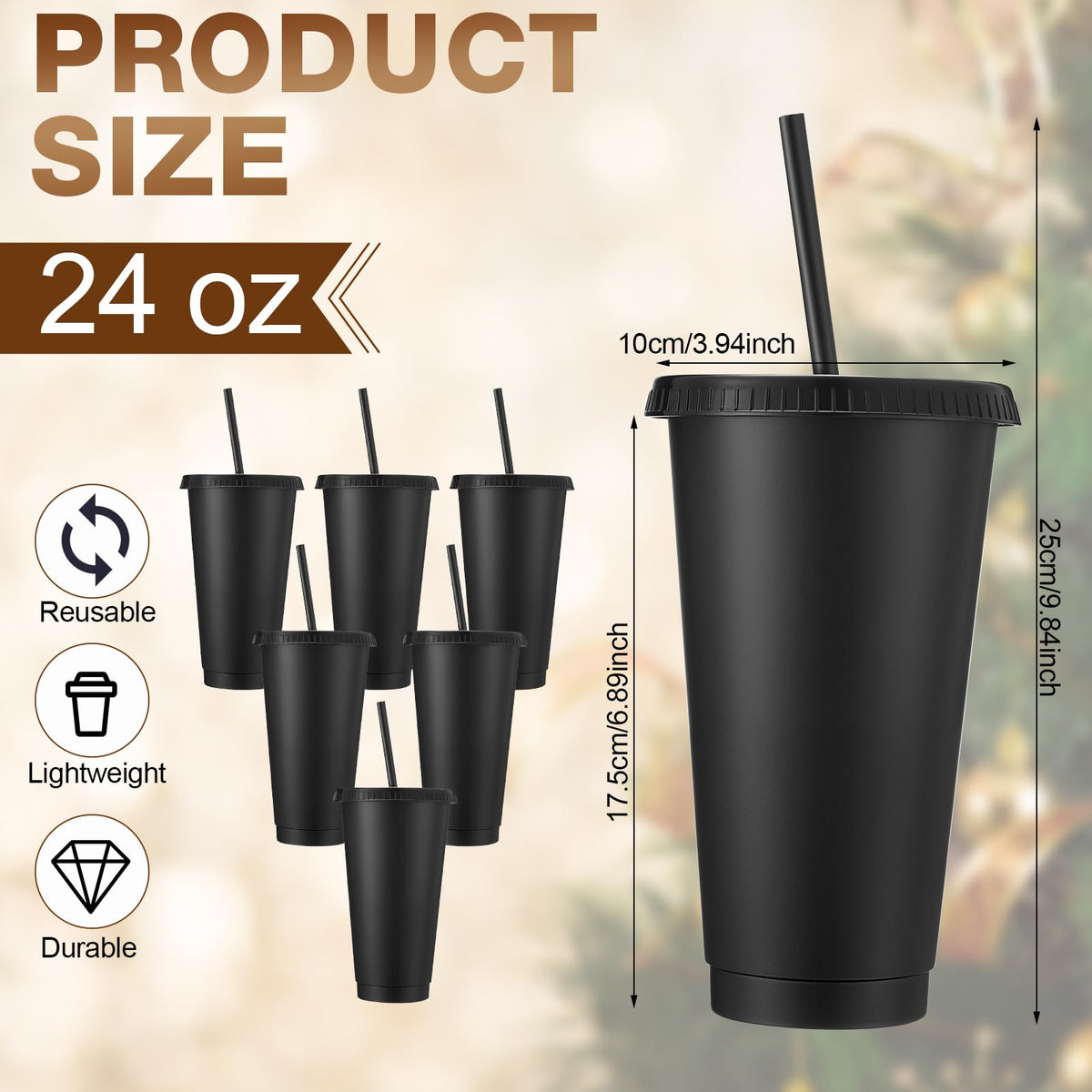 Black tumblers with lid suitable for travel and daily use.