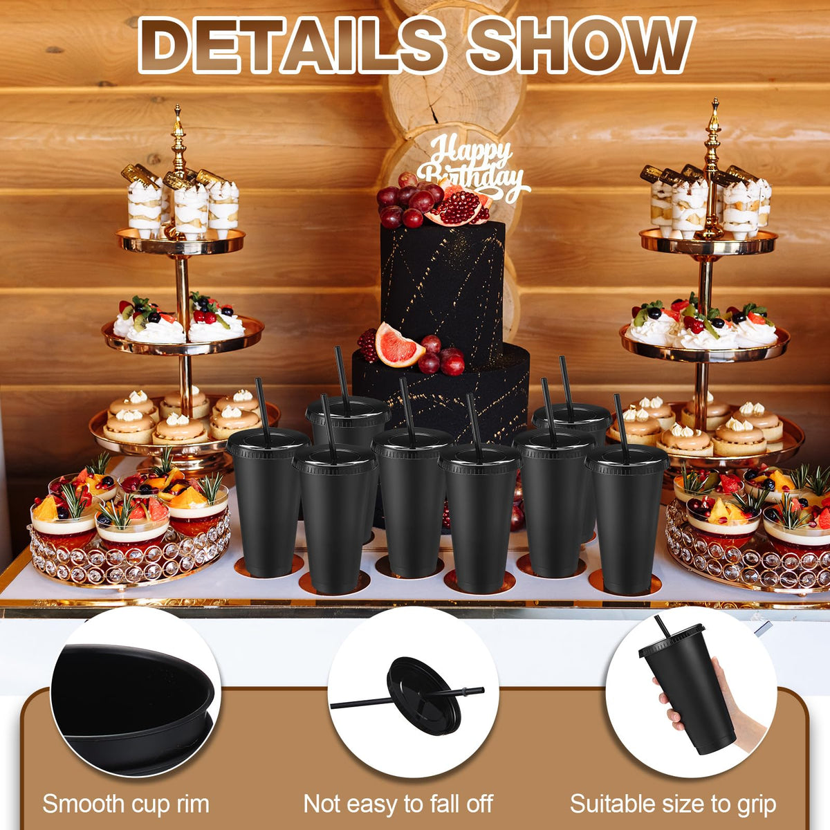Bulk plastic tumblers 24-27 oz for iced coffee and cold drinks.