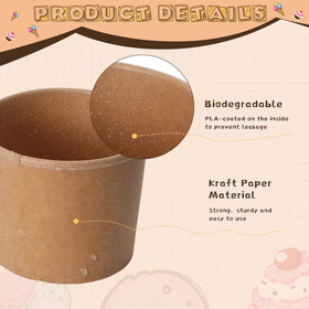 Honeydak kraft paper snack cups with leakproof interior to prevent spills