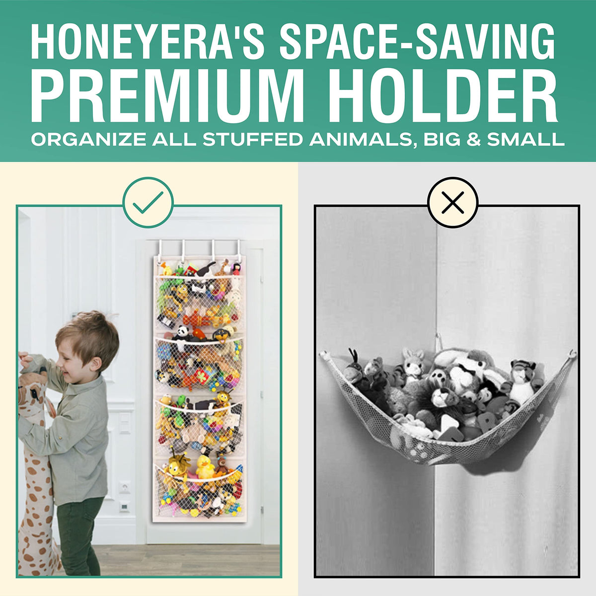 Honeyera four-hook design maximizes storage without taking floor space