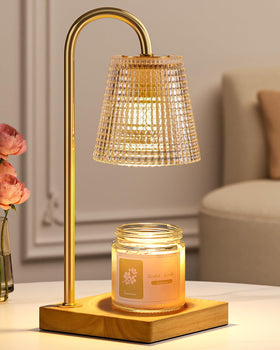 Hong-in Amber Candle Warmer Lamp with a soft ambient glow for cozy living spaces.