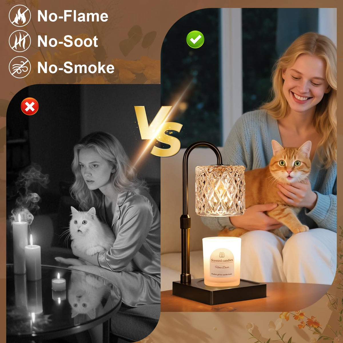 Hong-in black candle warmer lamp clear glass shade enhances soft glow.