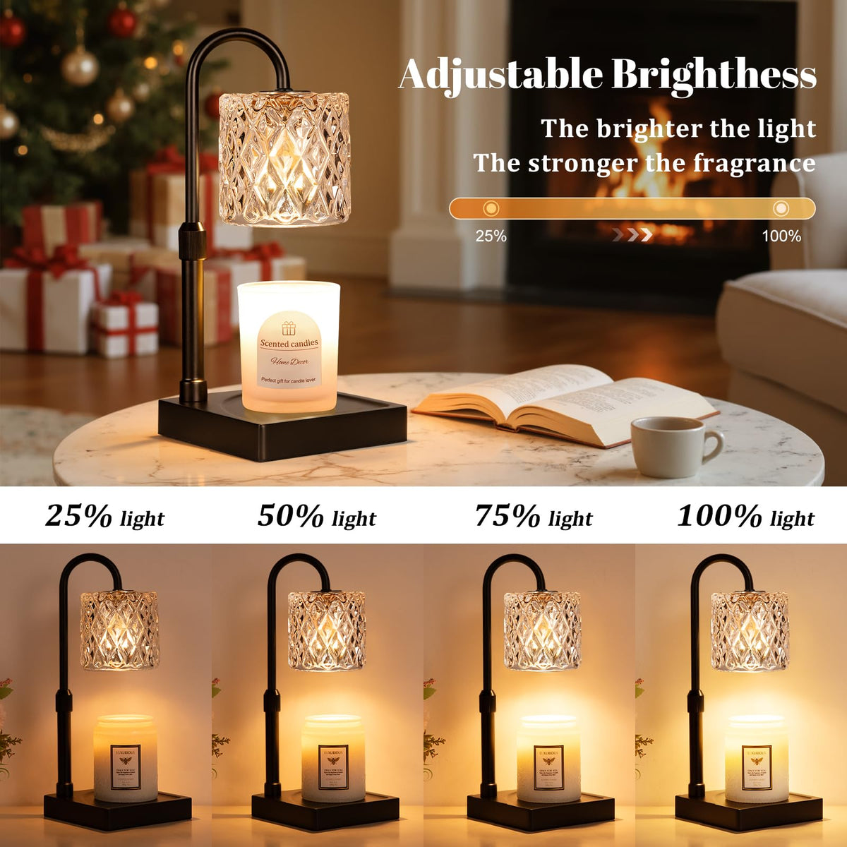 Hong-in black candle warmer lamp wooden base adds sturdy, stylish support.