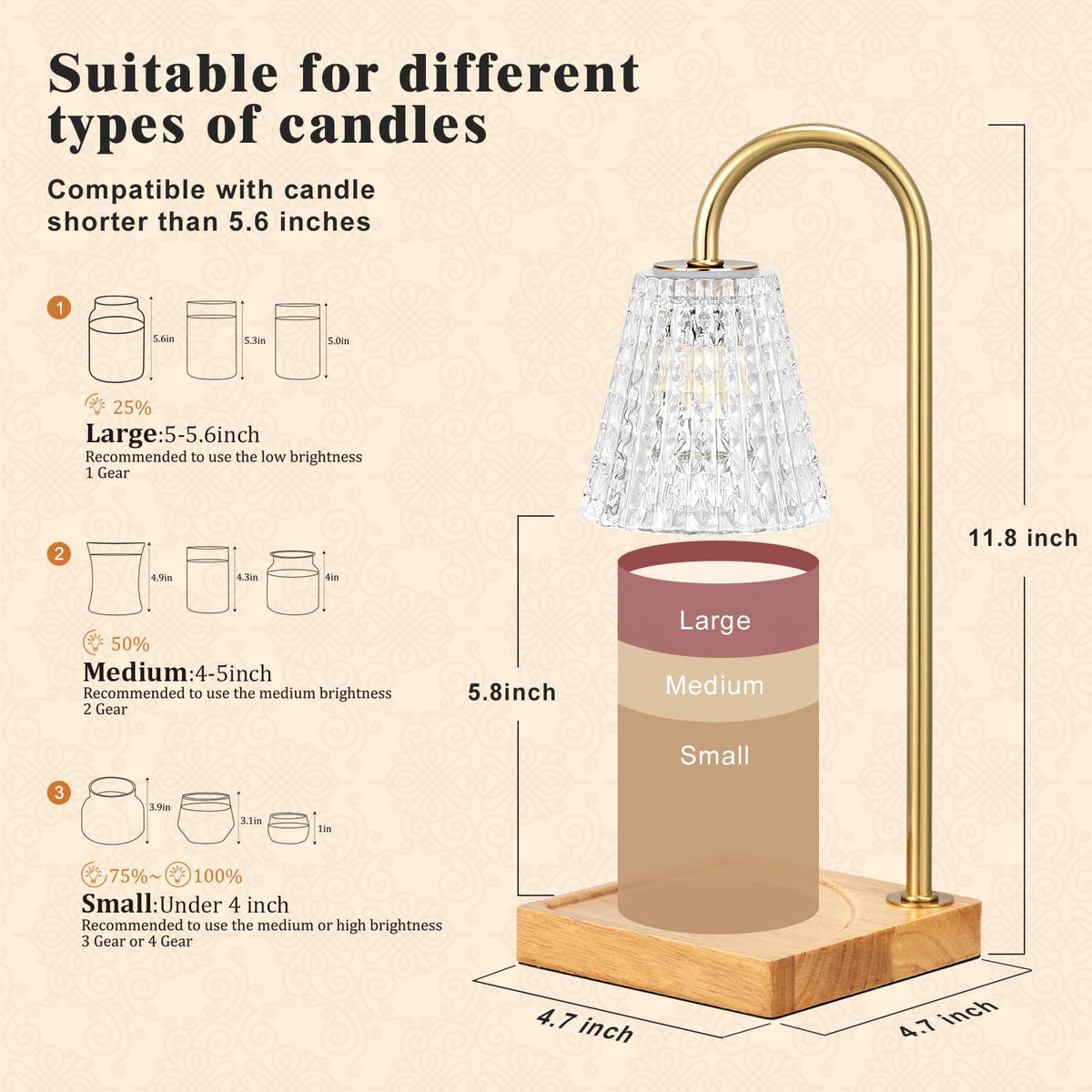 Hong-in Candle Warmer Lamp dimmable brightness for mood-specific lighting.