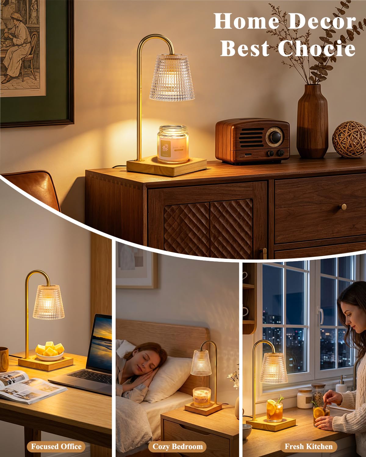 Hong-in candle warmer lamp eight-hour timer ensures overnight fragrance.