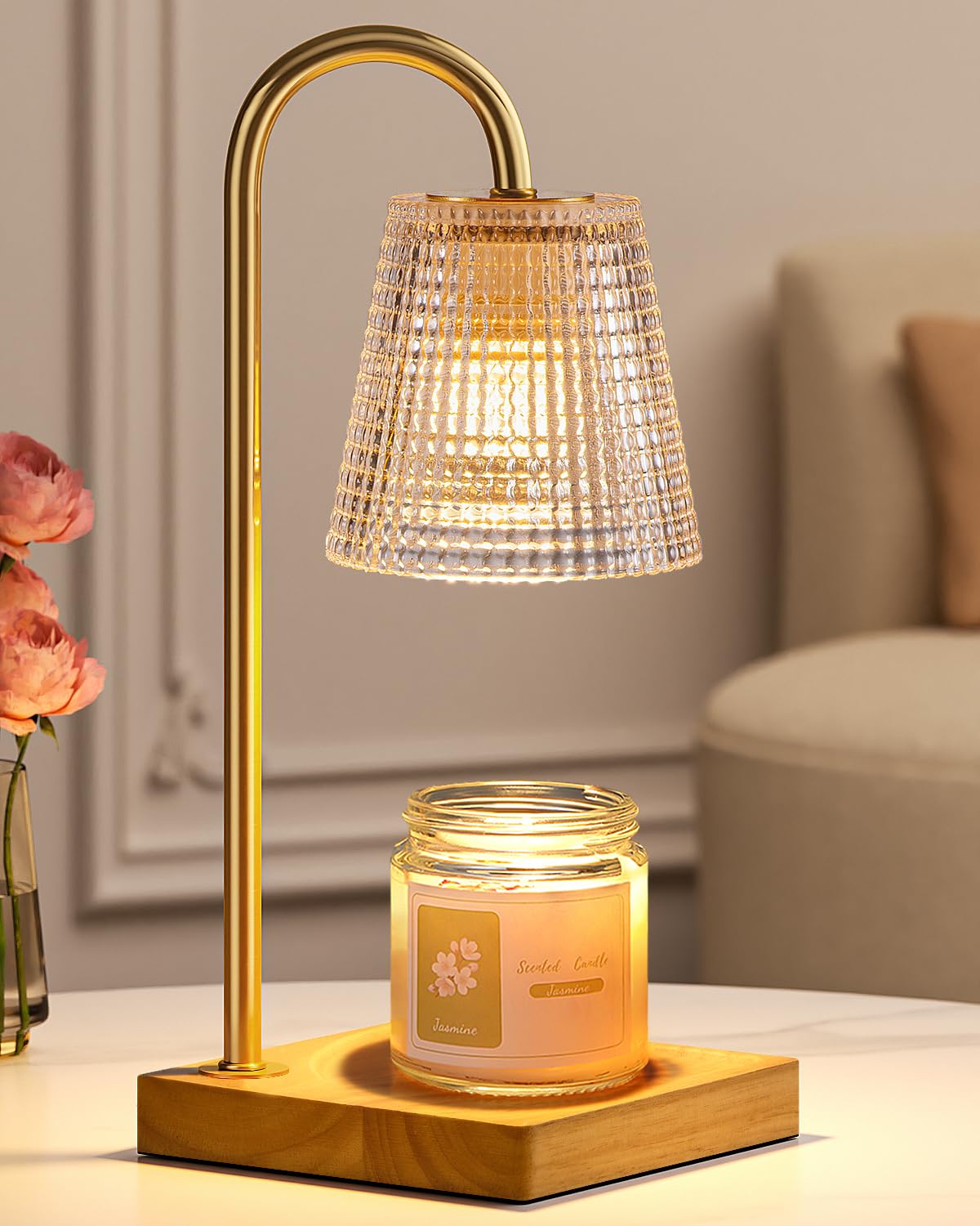 Hong-in candle warmer lamp base wood finish provides stable, stylish support.