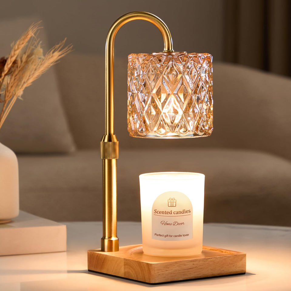 Hong-in candle warmer lamp wooden base adds warm, natural decor.