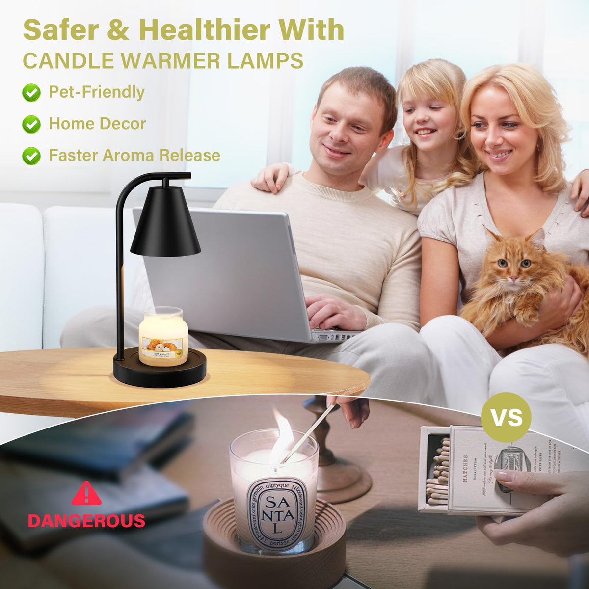 Hong-in candle warmer lamp dimmer adjusts brightness for small jars or large candles.