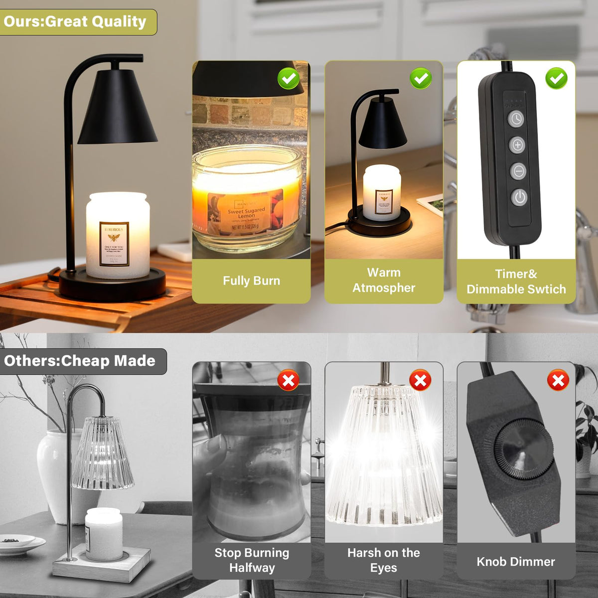 Hong-in candle warmer lamp as a stylish black decor piece for living rooms.