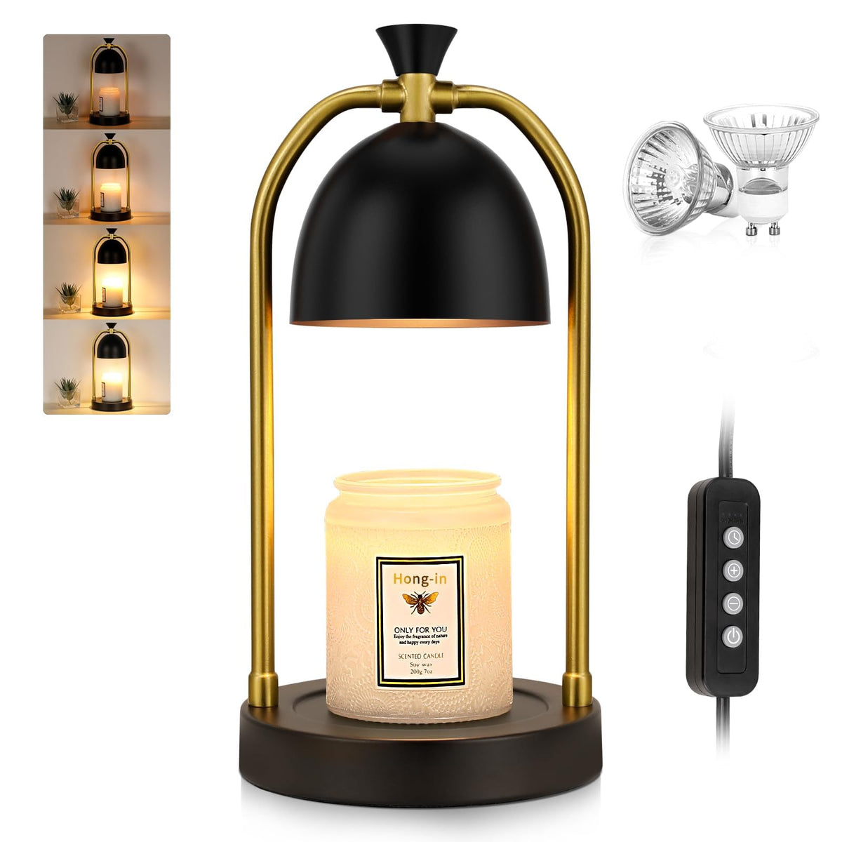 Hong-in Candle Warmer Lamp works with large jar candles for extended fragrance.