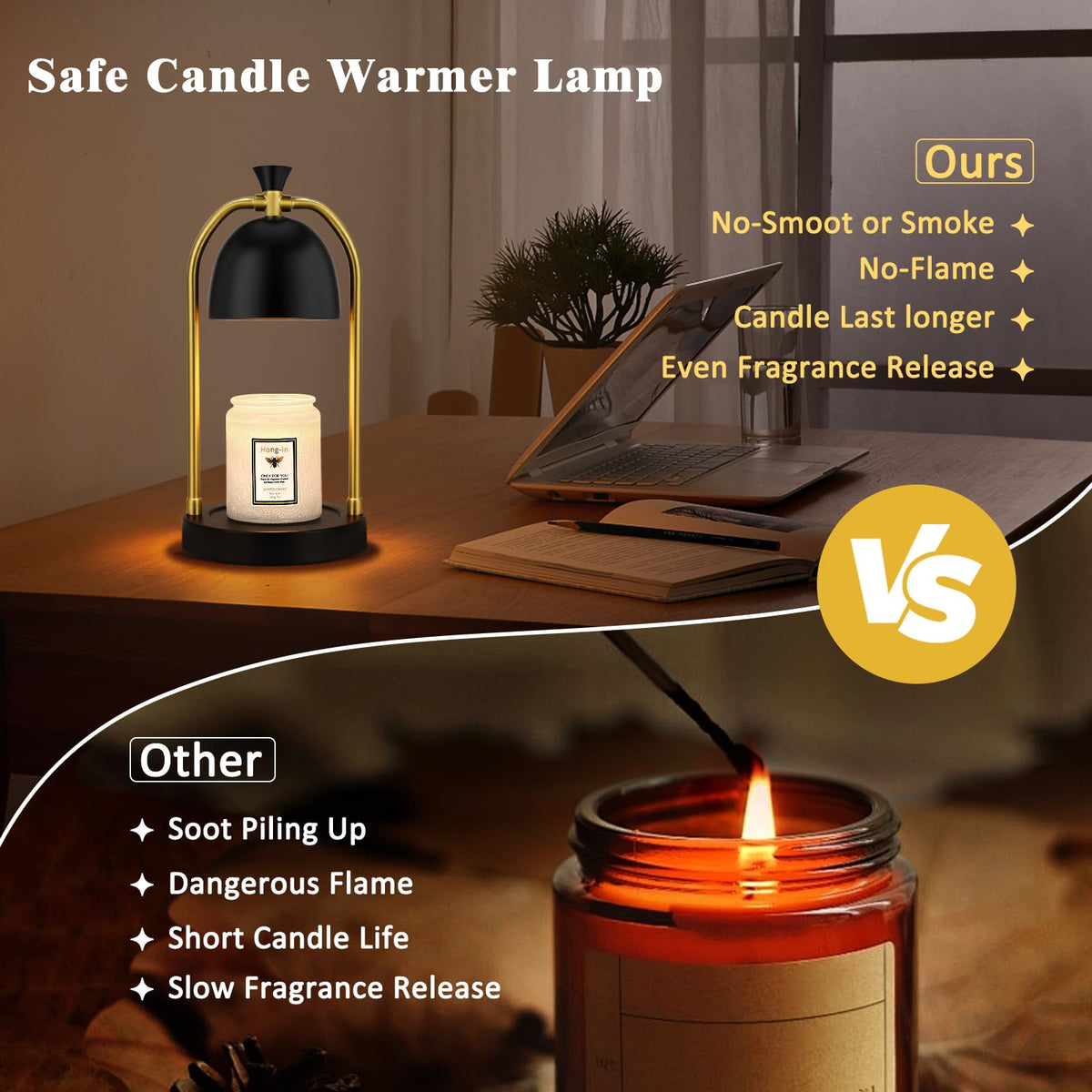 Hong-in Candle Warmer Lamp blends with modern desk décor.
