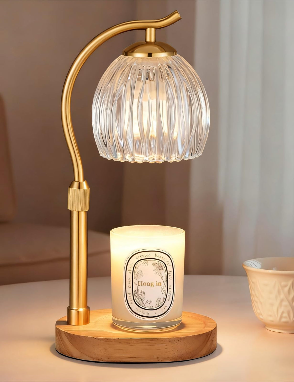 Hong-in candle warmer lamp with timer and dimmer, flower design for ambient fragrance