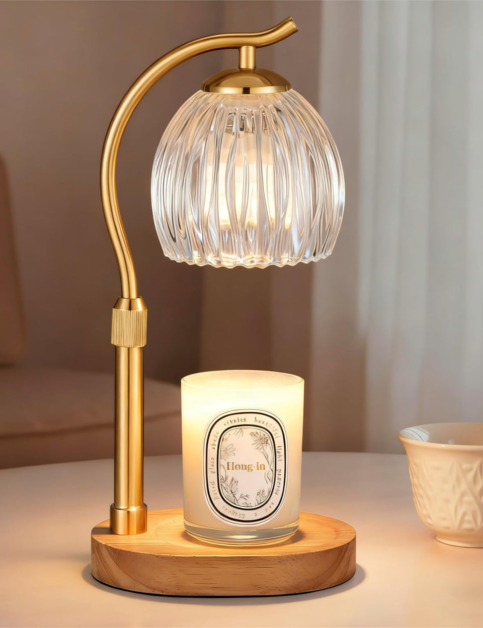 Hong-in candle warmer lamp with timer and dimmer, flower design for ambient fragrance