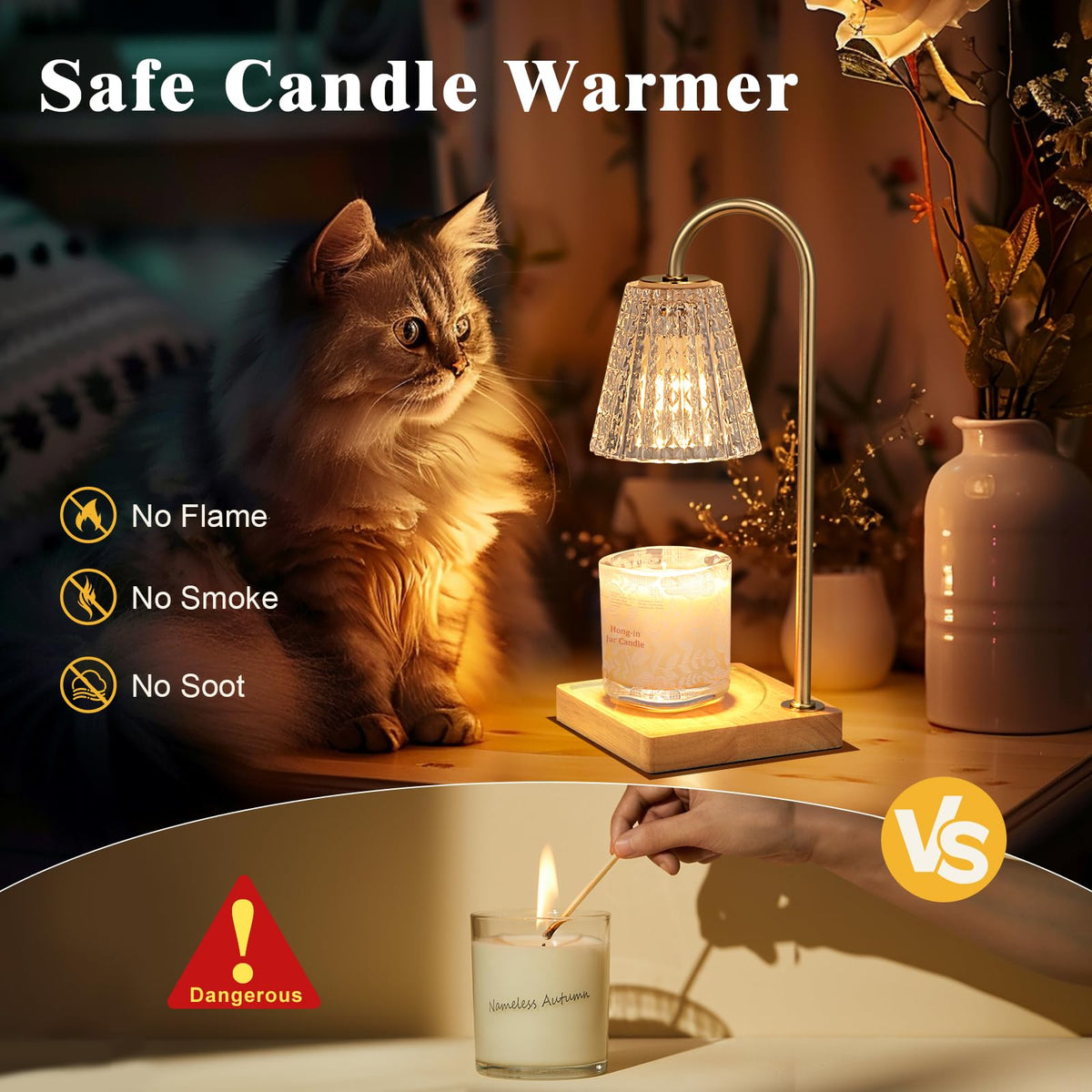 Hong-in Candle Warmer Lamp top-down melting for safe, fragrance-rich performance.