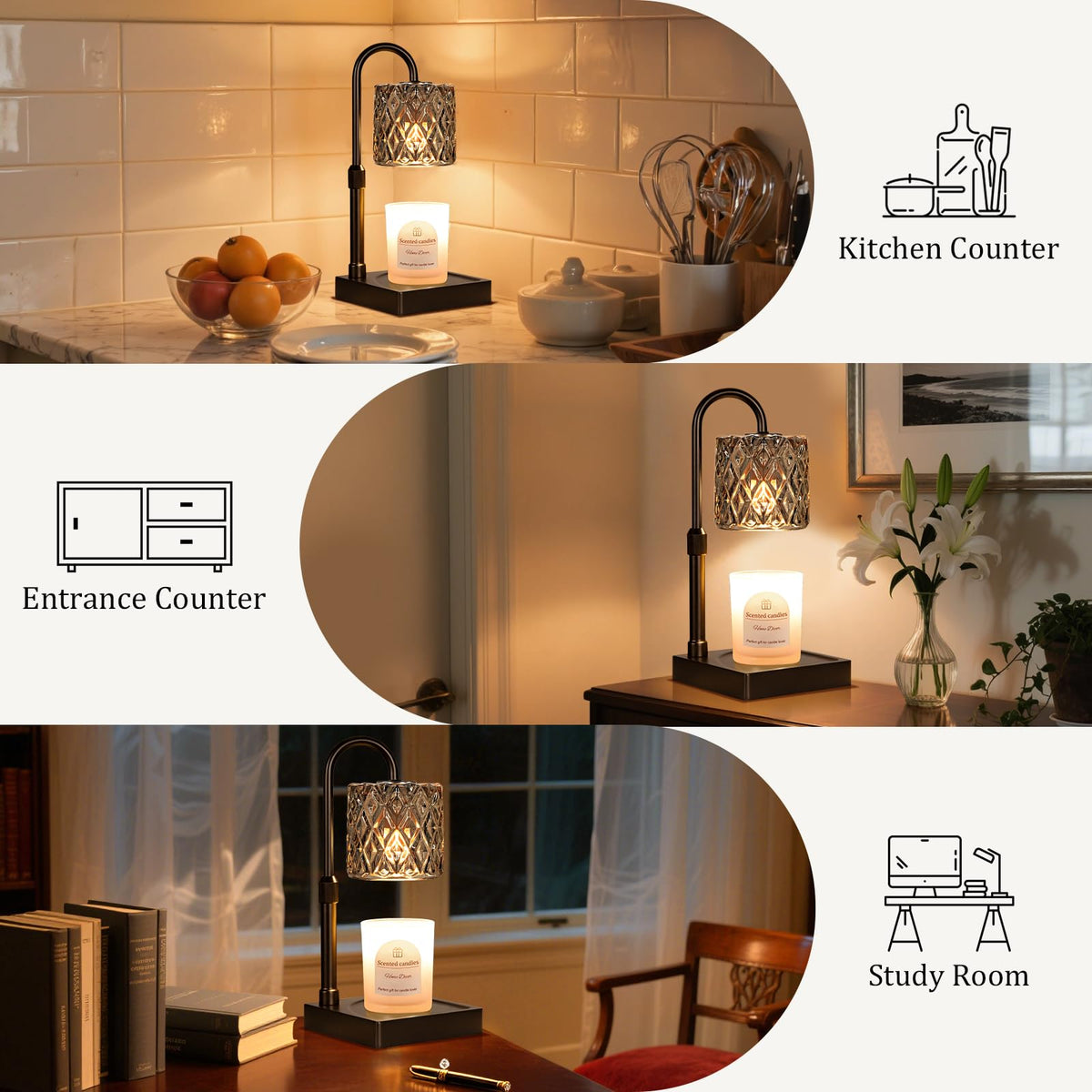 Hong-in ambient light from the warmer creates cozy evenings in the room.