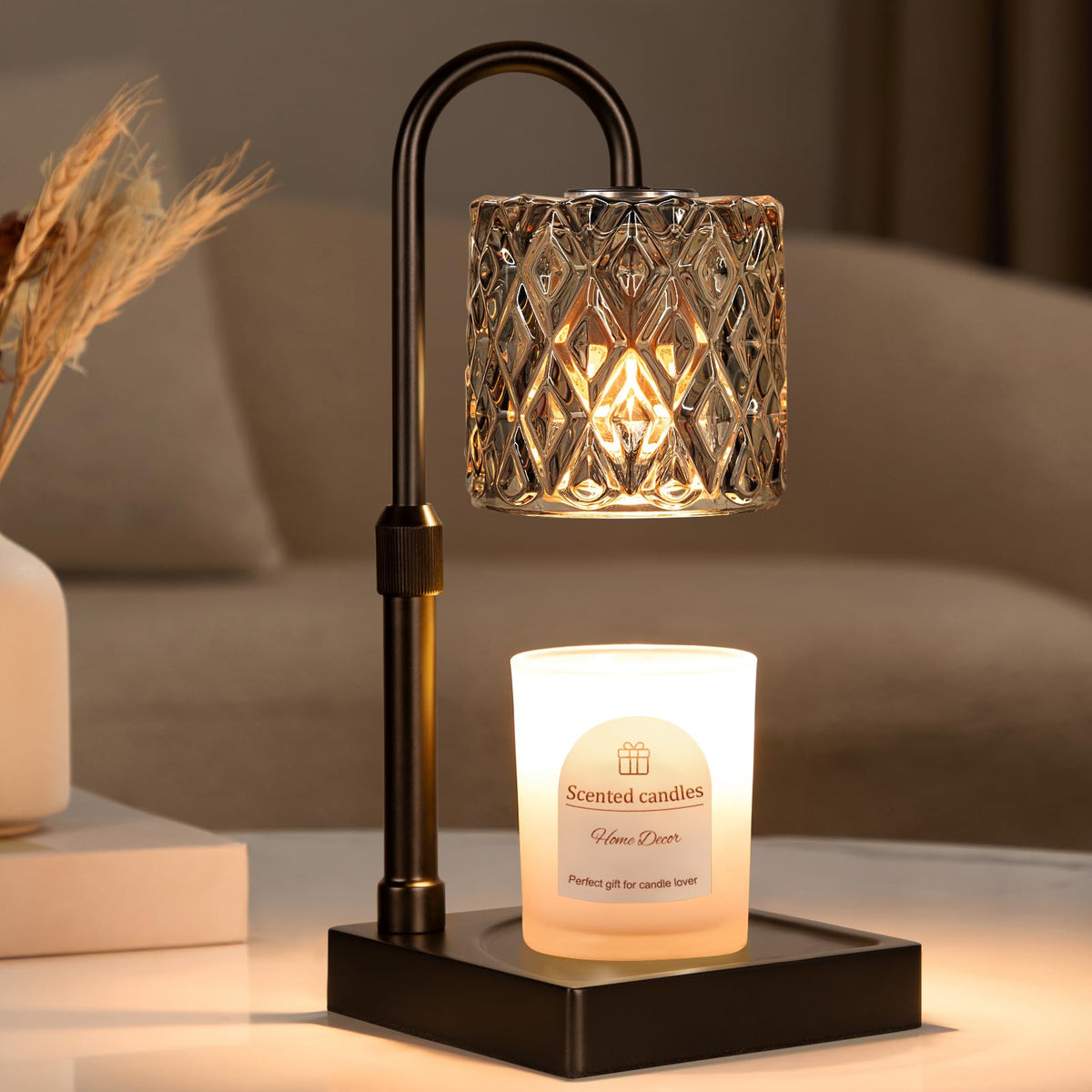 Hong-in dark grey candle warmer lamp base highlights sturdy support for reliable fragrance diffusion.
