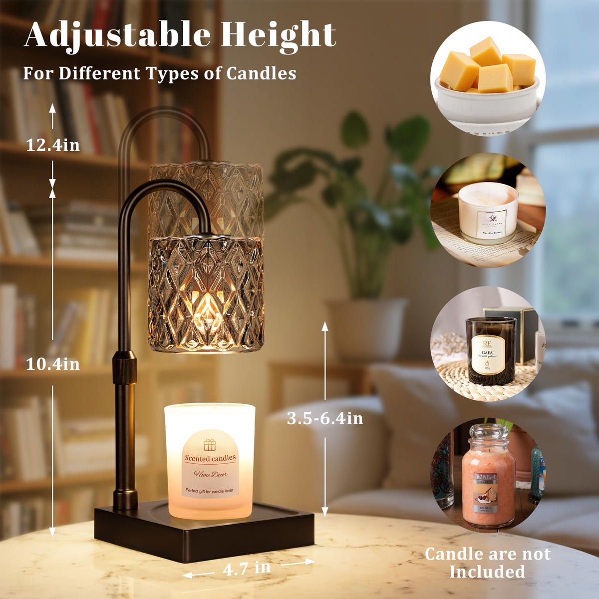 Hong-in dark grey candle warmer lamp with clear glass shade enhances elegance and even heat distribution.