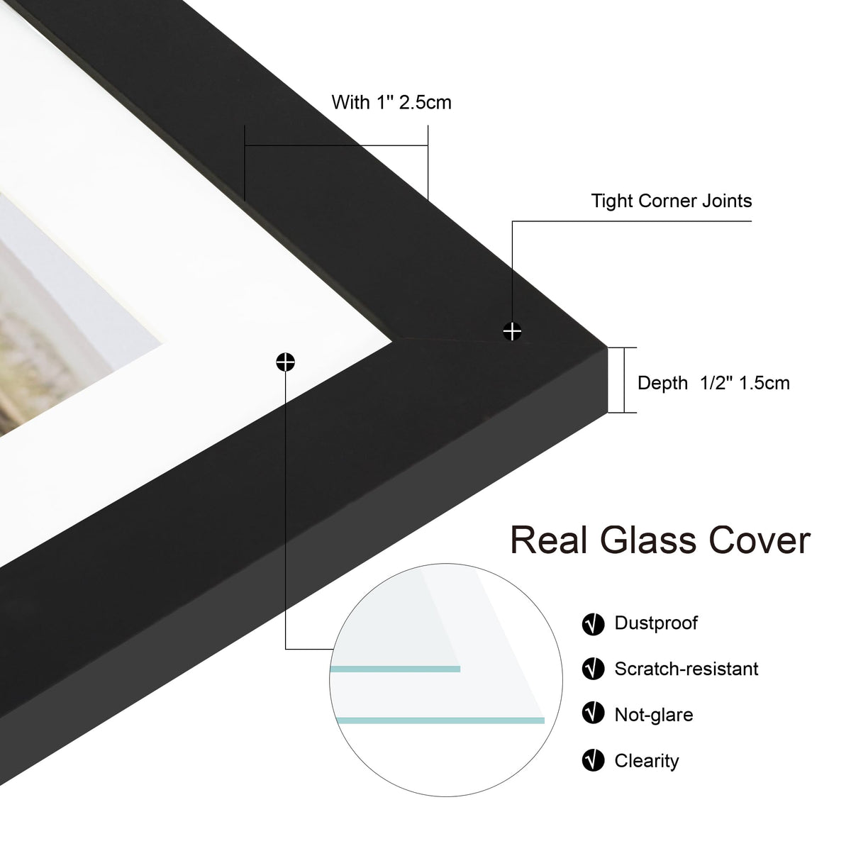 Back view of Hongkee 10x10 frame with swivel tabs for easy photo changes.