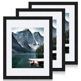 Hongkee 11x14 frame set with mat holds 8x10 photos securely for wall displays.
