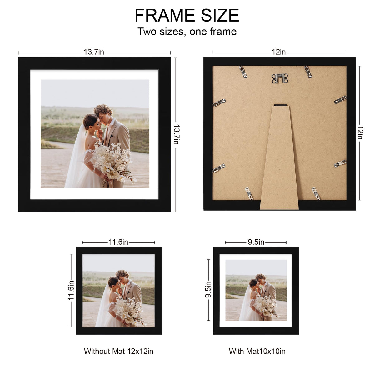 Hongkee mat option displaying 10x10 photo inside 12x12 frame
