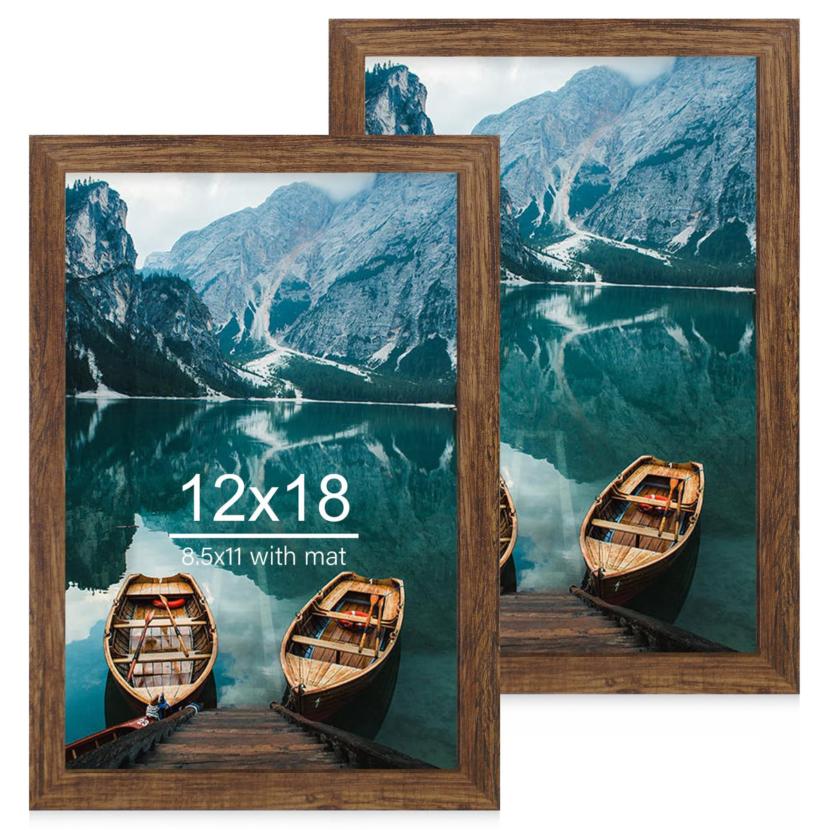 Hongkee frame front view shows rustic brown wood and clear HD plexiglass for safe display