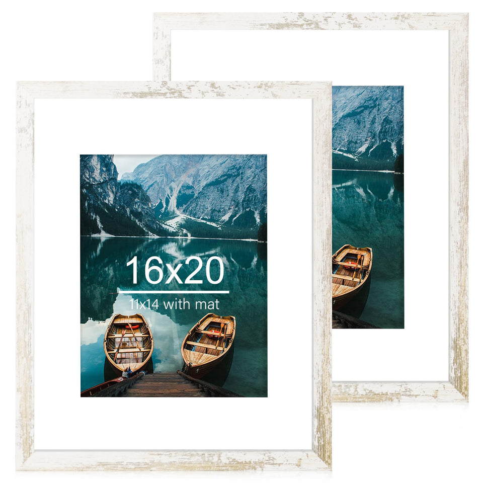 Hongkee 16x20 frame front view with rustic wood finish for wall display