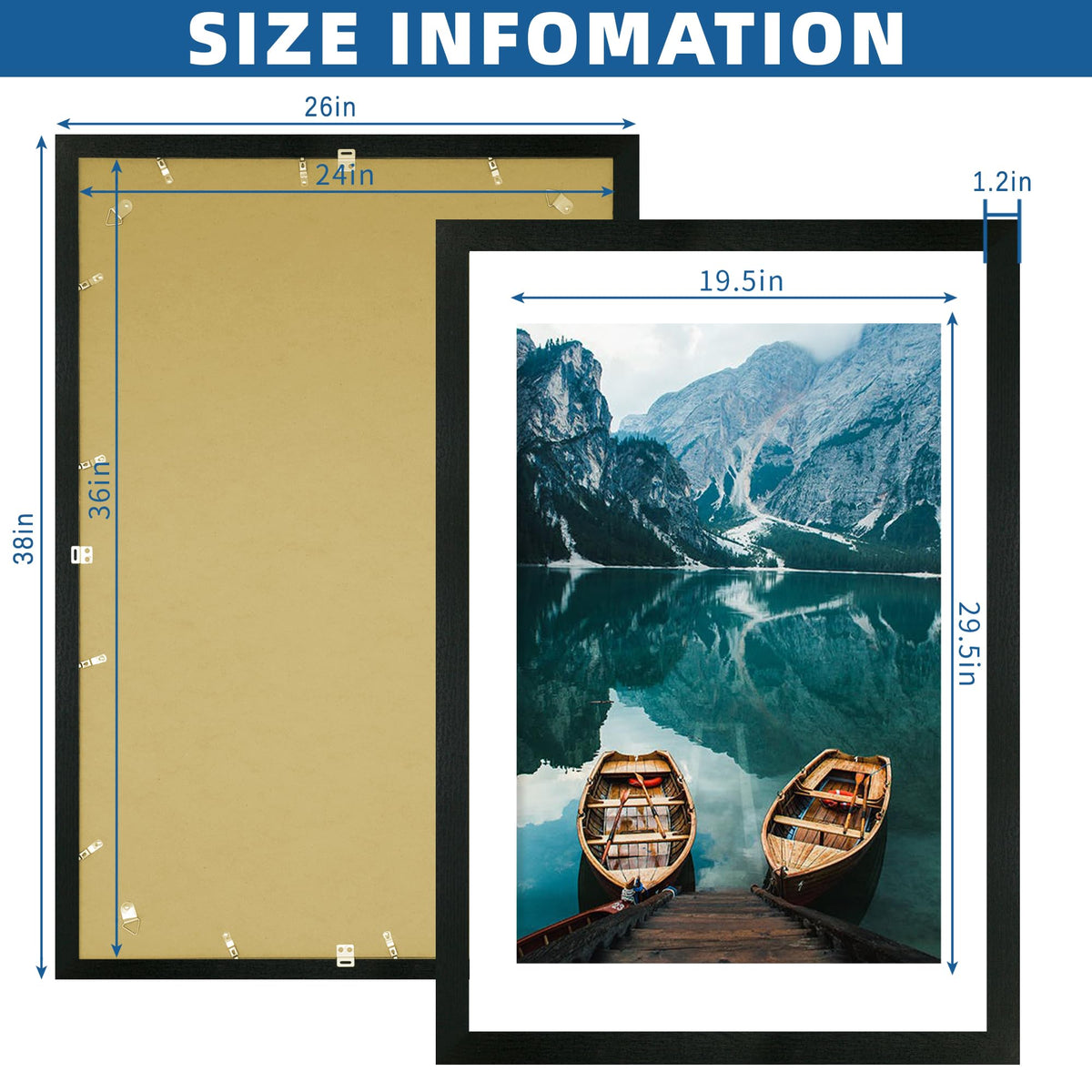 Hongkee 24x36 frame shown with horizontal wall mounting option.