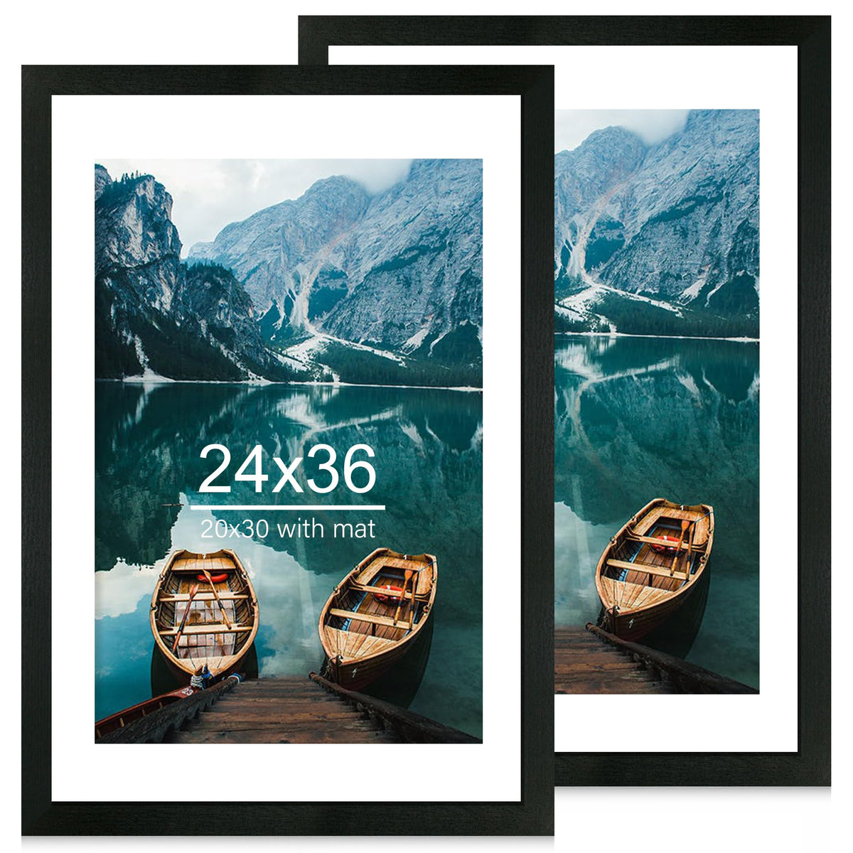 Hongkee 24x36 poster frame in rustic black wood for wall display.