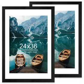 Hongkee 24x36 poster frame in rustic black wood for wall display.