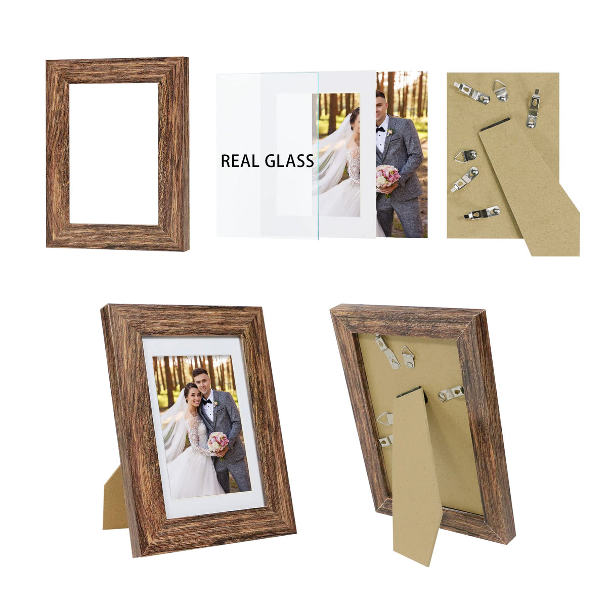 Hongkee rustic brown wooden frame adds warm, classic display for memories