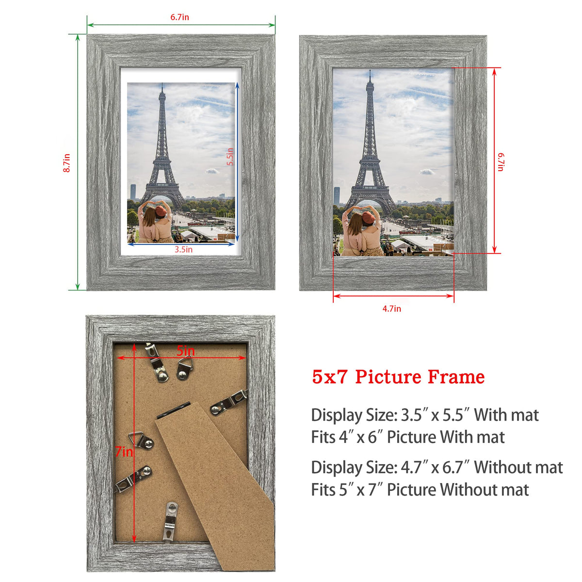 Hongkee 5x7 frame back panel shows secure wall hanging option
